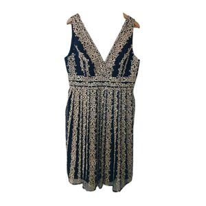 New Marchesa Notte Filigree Embroidered Tulle Dress Size 14 Black Evening NYE